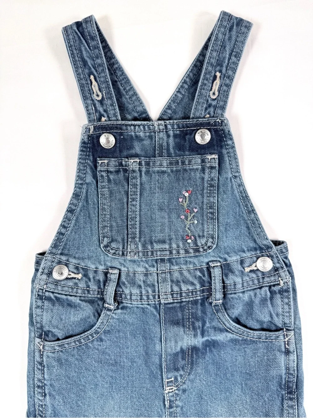 OLD NAVY Baby Girls' Floral Denim Vestbak Overalls Country Cottagecore 18-24M